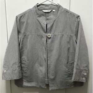 Erin London Cropped Grey & White  Blazer Women's Size‎ Med  3/4" Sleeve